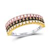 Image 1 : Womens Round Brown Diamond Convertible Stackable Band Ring 3/4 Cttw 10kt Tri-Tone Gold - REF-41W5K