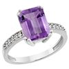 Image 1 : 3.70 CTW Amethyst & Diamond Ring 14K White Gold - REF-40N3Y