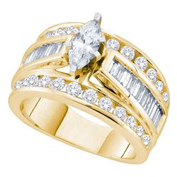 Marquise Diamond Solitaire Bridal Wedding Engagement Ring 2 Cttw 14kt Yellow Gold - REF-199R5X