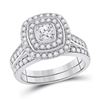 Image 1 : Round Diamond Bridal Wedding Ring Band Set 1 Cttw 10kt White Gold - REF-76R5X