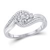 Image 1 : Womens Round Diamond Cluster Promise Ring 1/5 Cttw 10kt White Gold - REF-16X9A