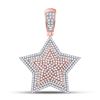 Image 1 : Mens Round Diamond Star Charm Pendant 1-5/8 Cttw 10kt Two-tone Gold - REF-71H9R