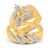 Image 1 : His Hers Marquise Diamond Solitaire Matching Wedding Set 1/4 Cttw 10kt Yellow Gold - REF-32H5R