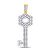 Image 1 : Mens Round Diamond Key Charm Pendant 1-1/3 Cttw 10kt Yellow Gold - REF-74N9F