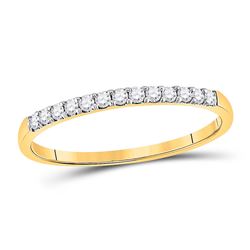 Womens Round Pave-set Diamond Wedding Band 1/6 Cttw 10kt Yellow Gold - REF-12W5K