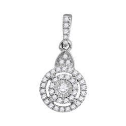 Womens Round Diamond Cluster Pendant 1/5 Cttw 10kt White Gold - REF-10Y5N