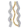 Image 1 : Womens Round Diamond Double Two Row Climber Earrings 1/4 Cttw 10kt Yellow Gold - REF-16Y9N