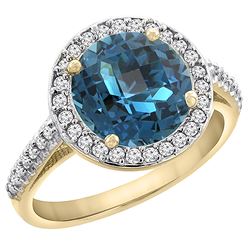 2.44 CTW London Blue Topaz & Diamond Ring 10K Yellow Gold - REF-57W6F