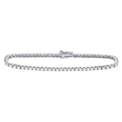 Womens Round Diamond Classic Tennis Bracelet 3 Cttw 14kt White Gold - REF-195N9F