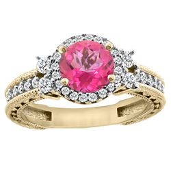 1.46 CTW Pink Topaz & Diamond Ring 14K Yellow Gold - REF-77K4W