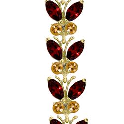 Genuine 16.5 ctw Garnet & Citrine Bracelet 14KT White Gold - REF-179H2X