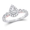 Image 1 : Pear Diamond Solitaire Bridal Wedding Engagement Ring 3/4 Cttw 14kt Two-tone Gold - REF-84N9F