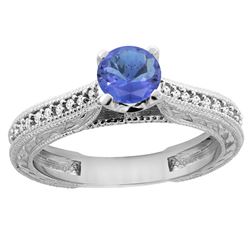 0.74 CTW Tanzanite & Diamond Ring 14K White Gold - REF-55V9R