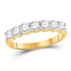 Womens Round Diamond Single Row Band Ring 1 Cttw 14kt Yellow Gold - REF-98X5A