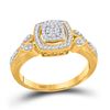 Image 1 : Womens Round Diamond Square Halo Cluster Ring 1/5 Cttw 10kt Yellow Gold - REF-23Y5N