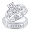 Image 1 : His Hers Round Diamond Solitaire Matching Wedding Set 1/3 Cttw 10kt White Gold - REF-44F5W