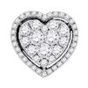 Image 1 : Womens Round Diamond Frame Heart Cluster Pendant 1 Cttw 10kt White Gold - REF-65R5X