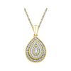 Image 1 : Womens Round Diamond Concentric Teardrop Pendant 1/10 Cttw 10kt Yellow Gold - REF-10N5F