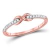 Image 1 : Womens Round Diamond Infinity Knot Stackable Band Ring 1/10 Cttw 10kt Rose Gold - REF-13F5W