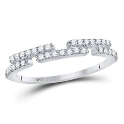 Womens Round Diamond Broken Bar Horizontal Band Ring 1/4 Cttw 14kt White Gold - REF-21Y5N