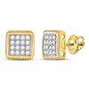 Image 1 : Mens Round Diamond Square Cluster Earrings 1/2 Cttw 10kt Yellow Gold - REF-30H9R