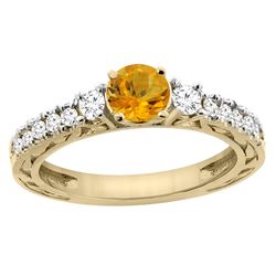 1.10 CTW Citrine & Diamond Ring 14K Yellow Gold - REF-79X3M