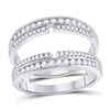 Image 1 : Womens Round Diamond Wrap Ring Guard Enhancer 1/2 Cttw 14kt White Gold - REF-63H9R