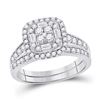 Image 1 : Round Diamond Bridal Wedding Ring Band Set 1 Cttw 14kt White Gold - REF-74K5Y