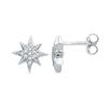 Image 1 : Womens Round Diamond Starburst Cluster Earrings 1/10 Cttw 10kt White Gold - REF-10H5R