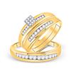 Image 1 : His Hers Round Diamond Cluster Matching Wedding Set 1/2 Cttw 14kt Yellow Gold - REF-60X5A