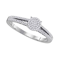 Womens Round Diamond Split-shank Circle Cluster Ring 1/5 Cttw 10kt White Gold - REF-13R9X