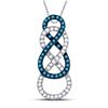 Image 1 : Womens Round Blue Color Enhanced Diamond Linked Infinity Pendant 1/4 Cttw 10kt White Gold - REF-14Y9