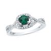 Image 1 : Womens Round Lab-Created Emerald Solitaire Diamond Ring 3/4 Cttw 10kt White Gold - REF-22F5W