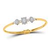 Image 1 : Womens Round Diamond Triple Cluster Bangle Bracelet 7/8 Cttw 14kt Yellow Gold - REF-109H5R