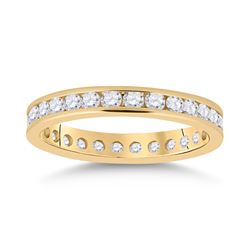Womens Round Diamond Eternity Wedding Band 1 Cttw 14kt Yellow Gold - REF-76M5H