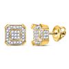 Image 1 : Mens Round Diamond Square Cluster Earrings 1/2 Cttw 14kt Yellow Gold - REF-30N5F