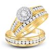 Image 1 : His Hers Round Diamond Solitaire Matching Wedding Set 1-5/8 Cttw 10kt Yellow Gold - REF-120X5A