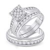 Image 1 : His Hers Round Diamond Square Matching Wedding Set 1-3/4 Cttw 14kt White Gold - REF-131A5M