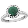 Image 1 : 2.56 CTW Malachite & Diamond Ring 10K White Gold - REF-54Y3V