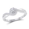 Image 1 : Womens Round Diamond Solitaire Swirl Promise Ring 1/5 Cttw 10kt White Gold - REF-19R9X