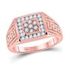 Image 1 : Mens Round Diamond Greek Key Square Ring 1/2 Cttw 10kt Rose Gold - REF-47W9K