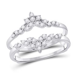 Womens Round Diamond Fashion Wrap Ring Guard Enhancer 1/3 Cttw 14kt White Gold - REF-37K9Y