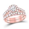 Image 1 : Round Diamond Bridal Wedding Ring Band Set 2 Cttw 14kt Rose Gold - REF-263Y5N