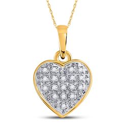 Womens Round Diamond Heart Pendant 1/20 Cttw 10kt Yellow Gold - REF-4Y9N