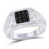 Image 1 : Mens Round Black Color Enhanced Diamond Square Ring 1/2 Cttw 10kt White Gold - REF-40X9A