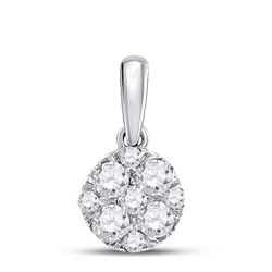 Womens Round Diamond Fashion Cluster Pendant 1/2 Cttw 14kt White Gold - REF-41K9Y