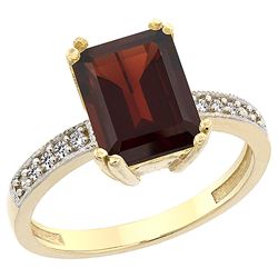 3.70 CTW Garnet & Diamond Ring 10K Yellow Gold - REF-33Y6V