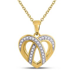 Womens Round Diamond Heart Pendant 1/10 Cttw 10kt Yellow Gold - REF-9R5X