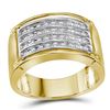 Image 1 : Mens Round Diamond Four Row Band Ring 1/2 Cttw 10kt Yellow Gold - REF-37R9X