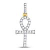 Image 1 : Mens Round Diamond Ankh Cross Charm Pendant 1/2 Cttw 10kt Yellow Gold - REF-27A9M